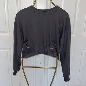 ROCK ROSE Ripped crop sweatshirt